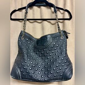 Tory Burch Black Quilted Fleming Soft Hobo/Shoulder Bag